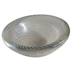 Vintage 1950 "Mezza Filigrana" Carlo Scarpa Venini Italian design Murano Glass Bowl