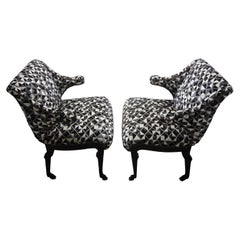 Pair of Grosfeld House Ebonized Chairs With Hoof Feet