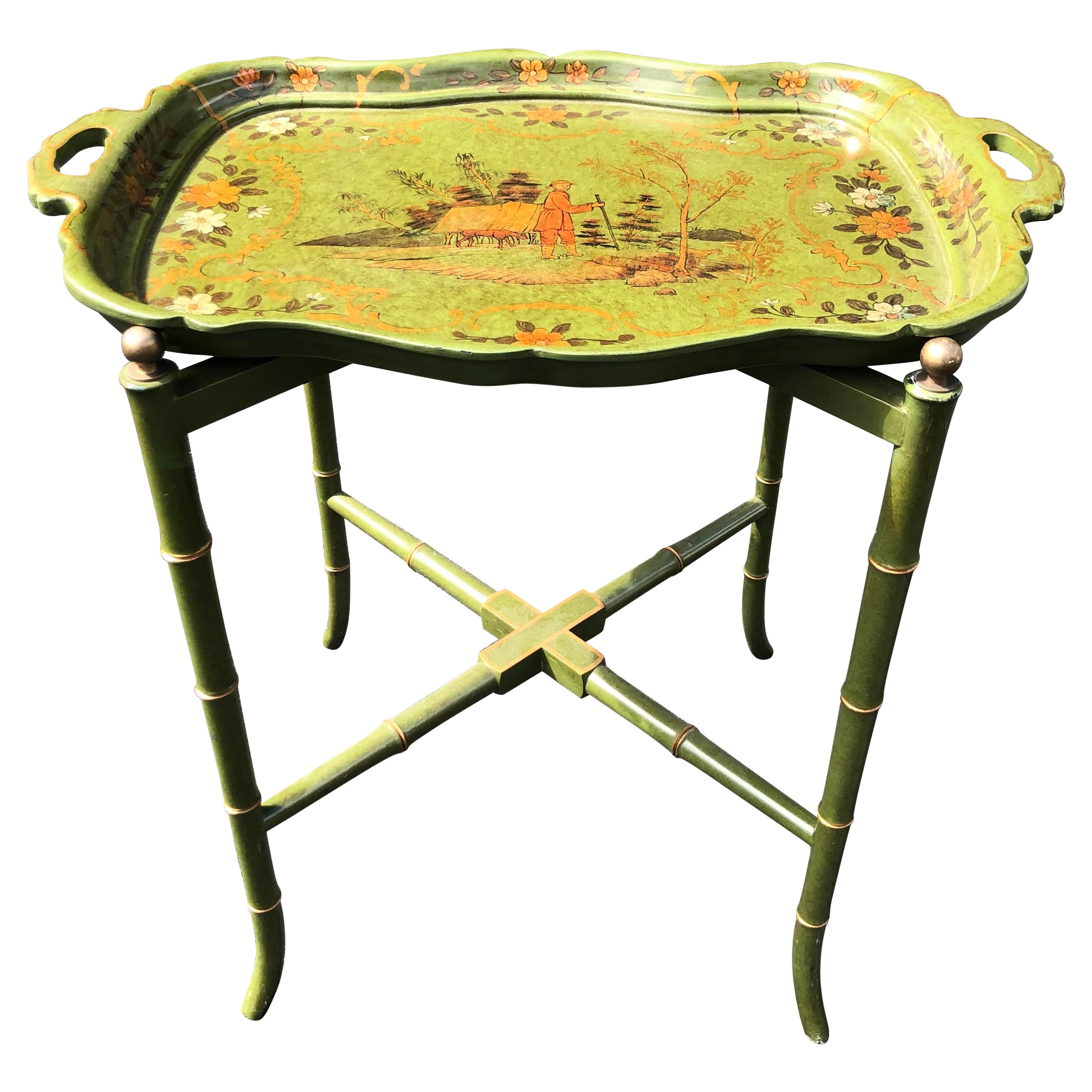Maitland Smith Style Chinoiserie Tray Table