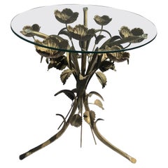 Italian Gilt Iron Floral Side Table