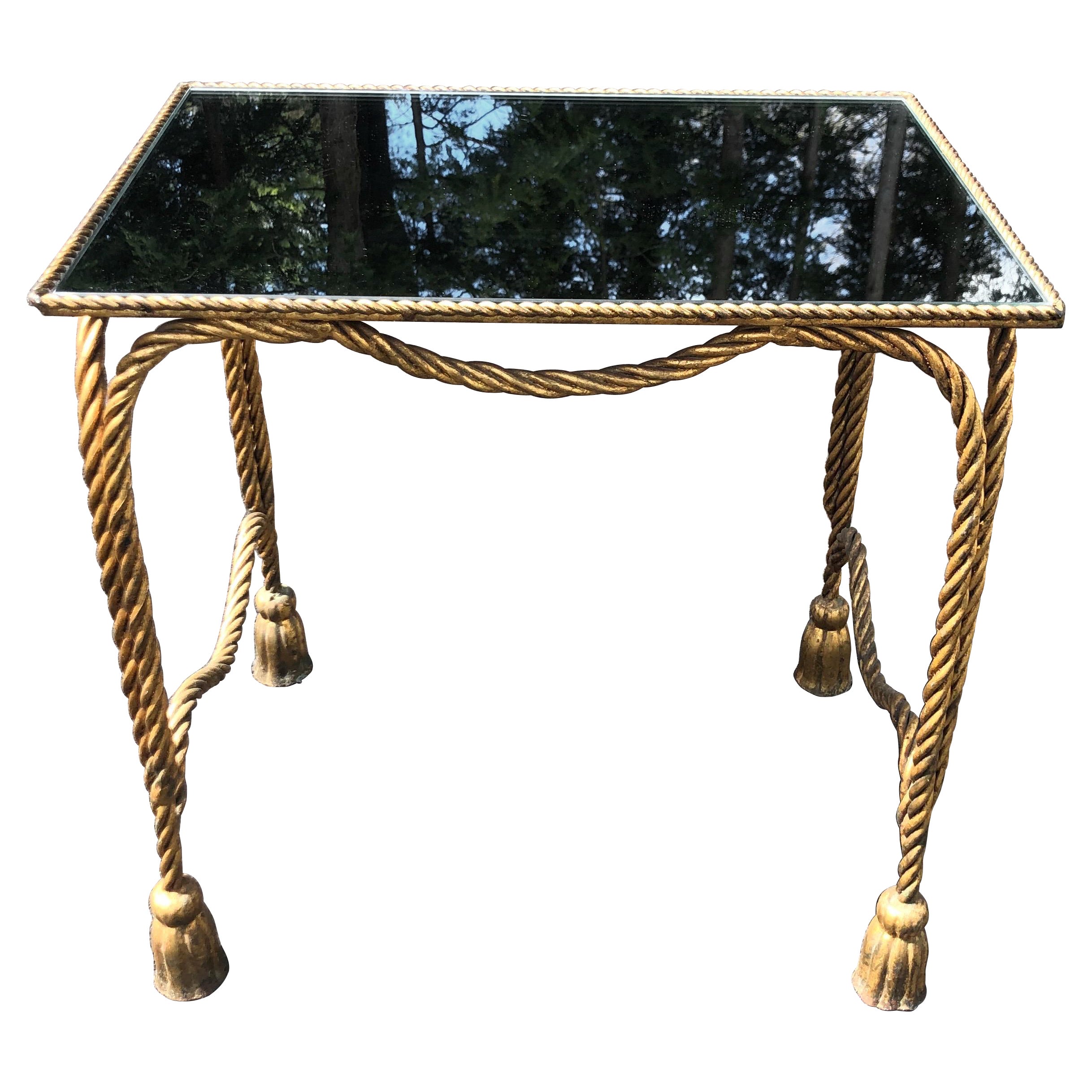 Italian Gilt Rope Design Table with Mirror Top