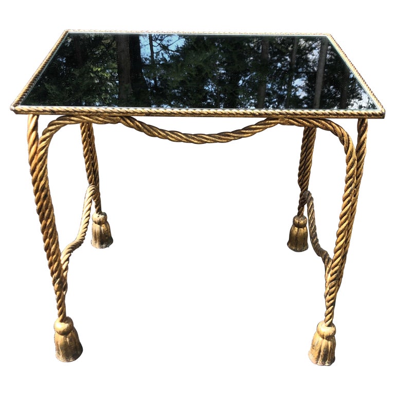 Italian Gilt Rope Design Table with Mirror Top For Sale at 1stDibs