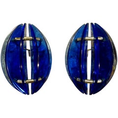 Pair of Midcentury Italian Cobalt Blue Glass Sconces by Veca