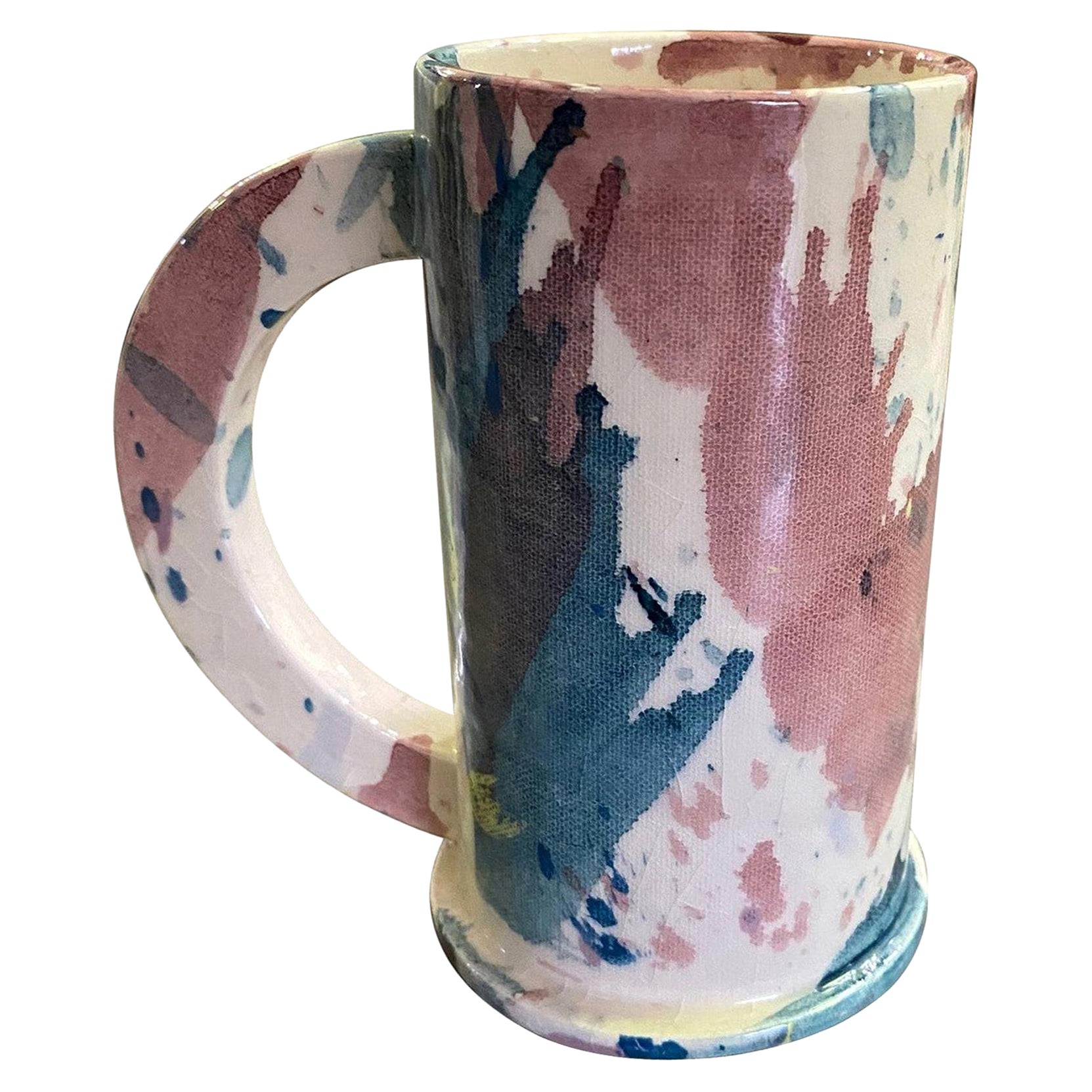 Peter Shire Exp Signed Ceramic Pottery Splatter Tall Mug Sculpture, Dated 1981 For Sale