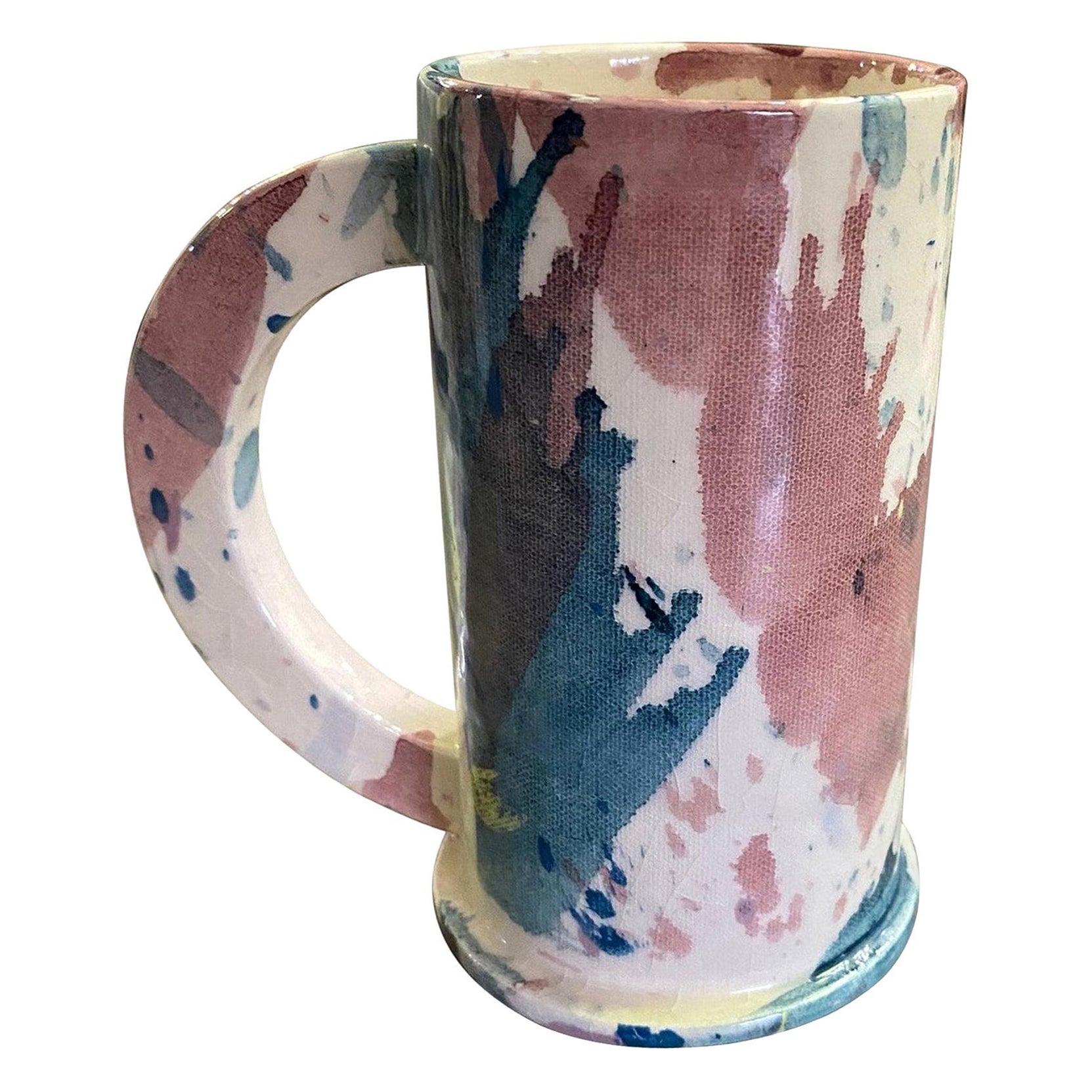 Peter Shire Exp Signed Ceramic Pottery Splatter Tall Mug Sculpture, Dated 1981