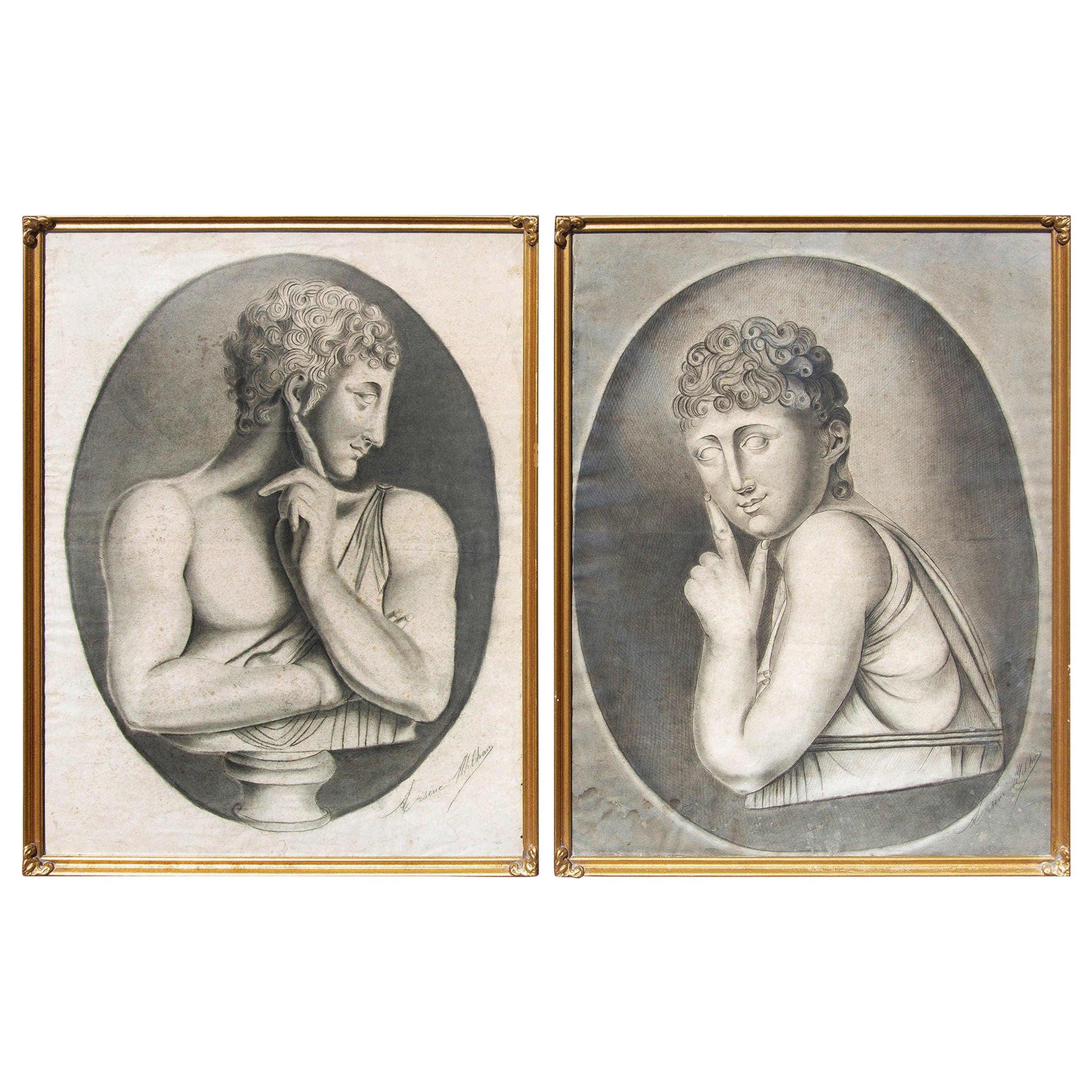 Early 19th Century, French, Salon Portrait Drawings, a Pair
