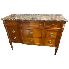 French Louis XVI-Style marble-top commode  with a fruitwood case