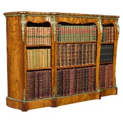 Victorian Ormolu-Mounted Walnut Breakfront Open Bookcase