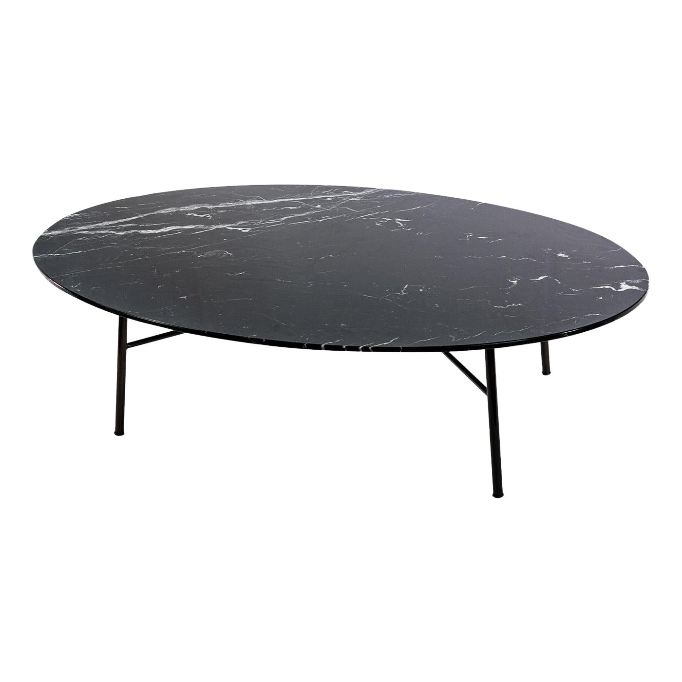 Table basse ovale Yuki avec plateau en marquinia noir par EP Studio en vente