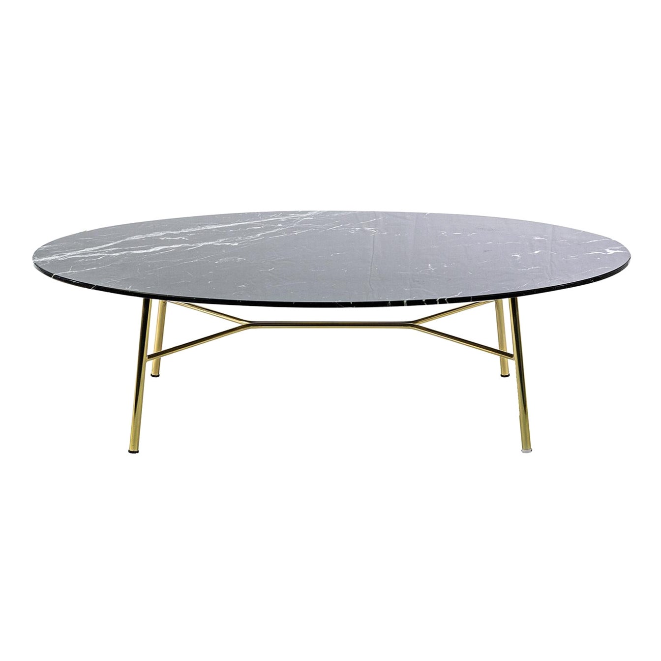 Yuki Oval Coffee Table with Black Marquinia Top #2 by EP Studio For Sale