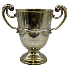 Wilson & Sharp Scottish Gilt Sterling Silver Two-Handled Large Trophy Cup