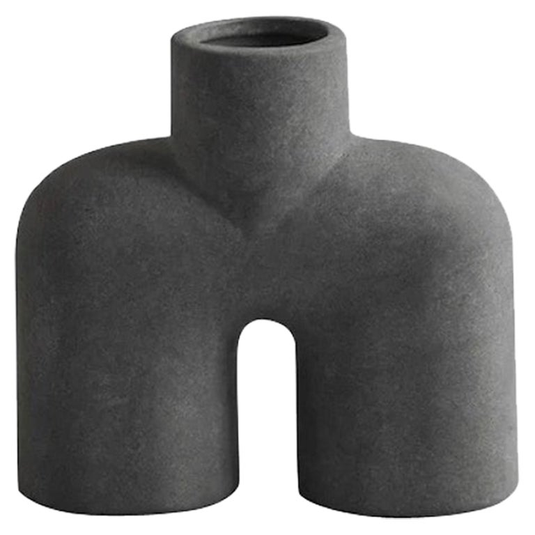 Matte Grey Sculptural Danish Design Vase, China, Contemporary