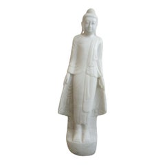 White Marble Mandalay Style Standing Buddha
