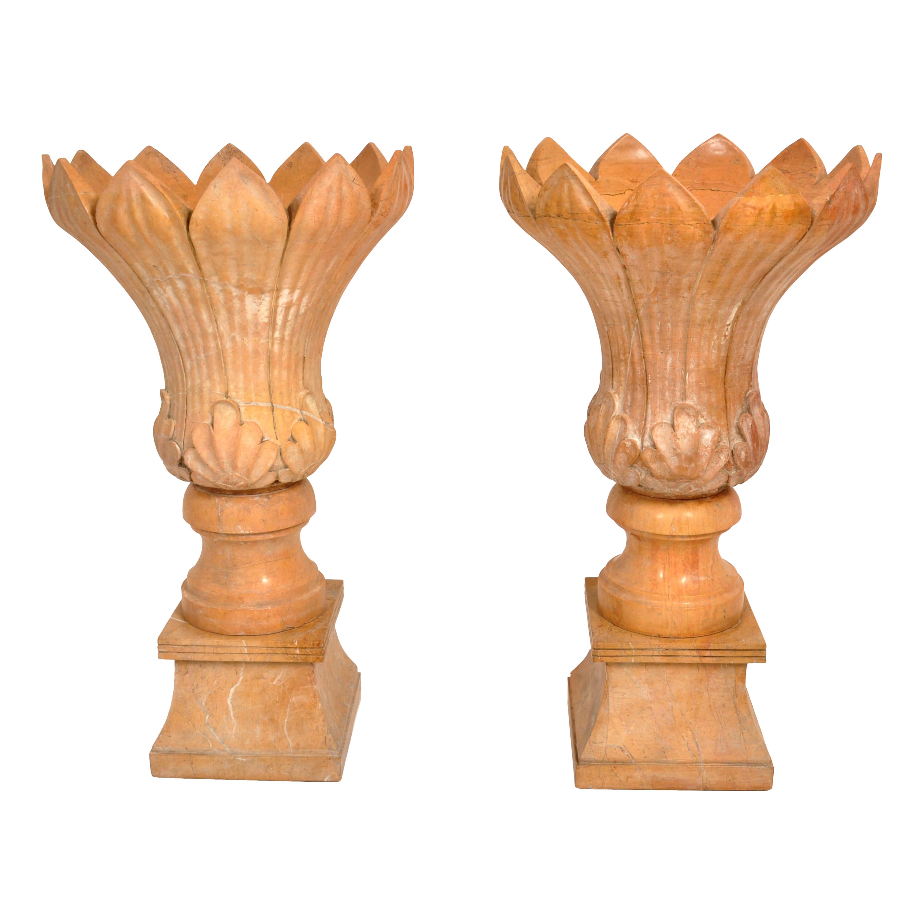 Pair of Italian Neo-Classical Style Marble Urns For Sale at 1stDibs