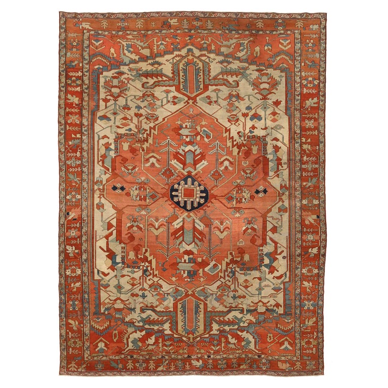 Antique Area Rug Serapi Design For Sale at 1stDibs