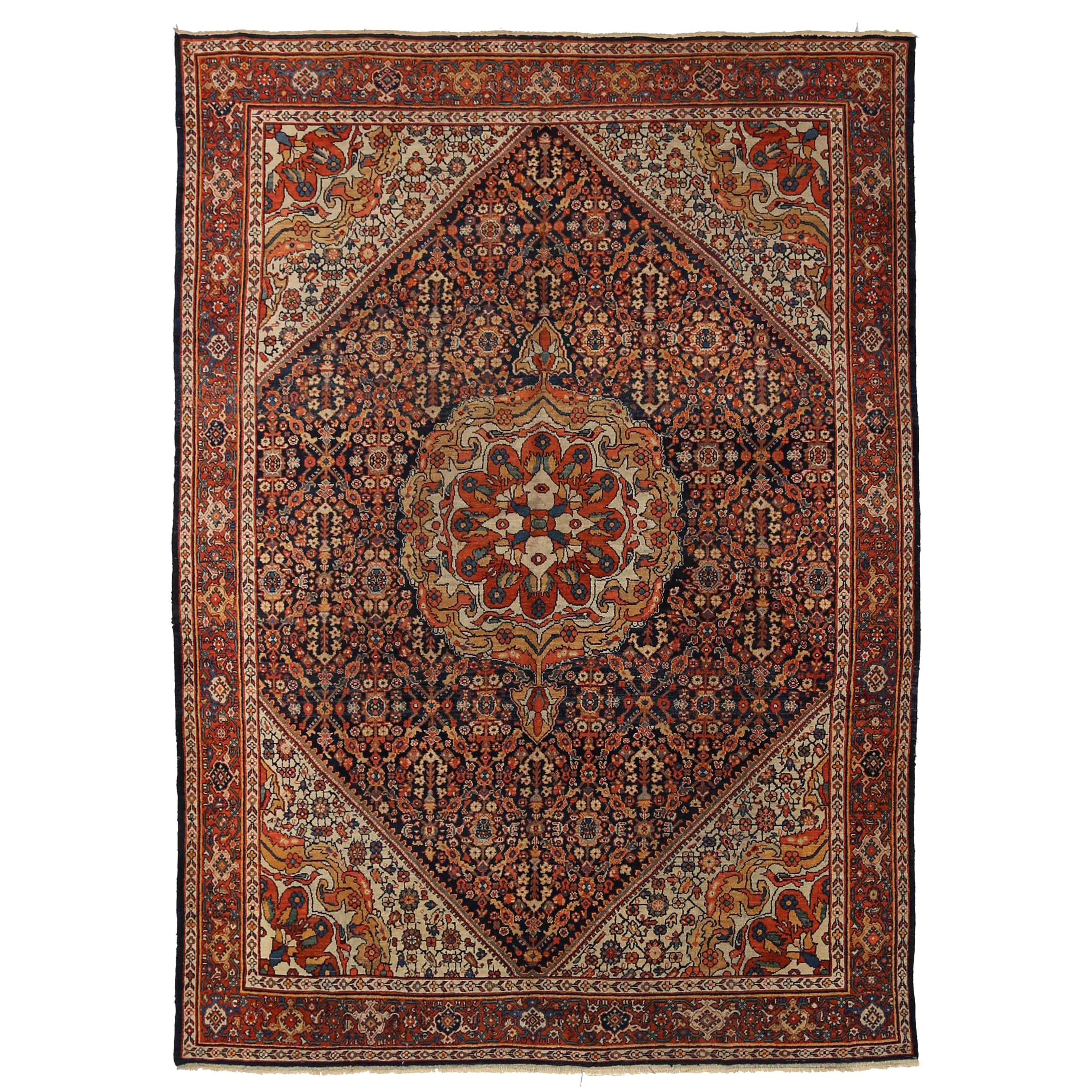 Antique Area Rug Sultanabad Design For Sale