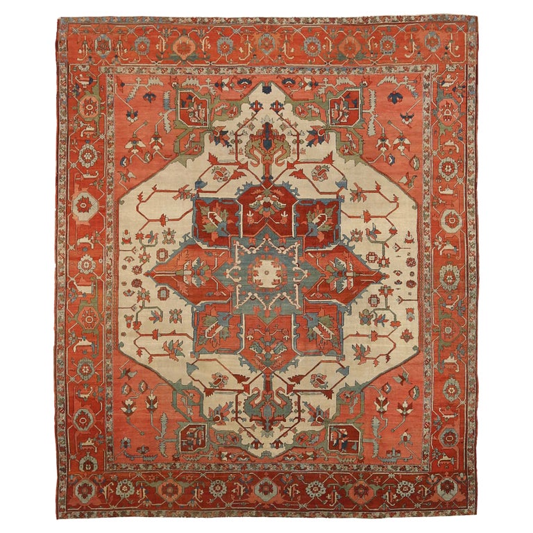 Antique Area Rug Serapi Design For Sale at 1stDibs