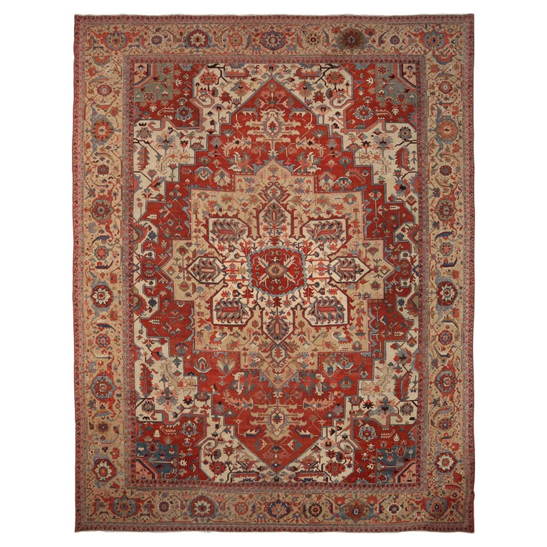 Antique Area Rug Serapi Design For Sale at 1stDibs