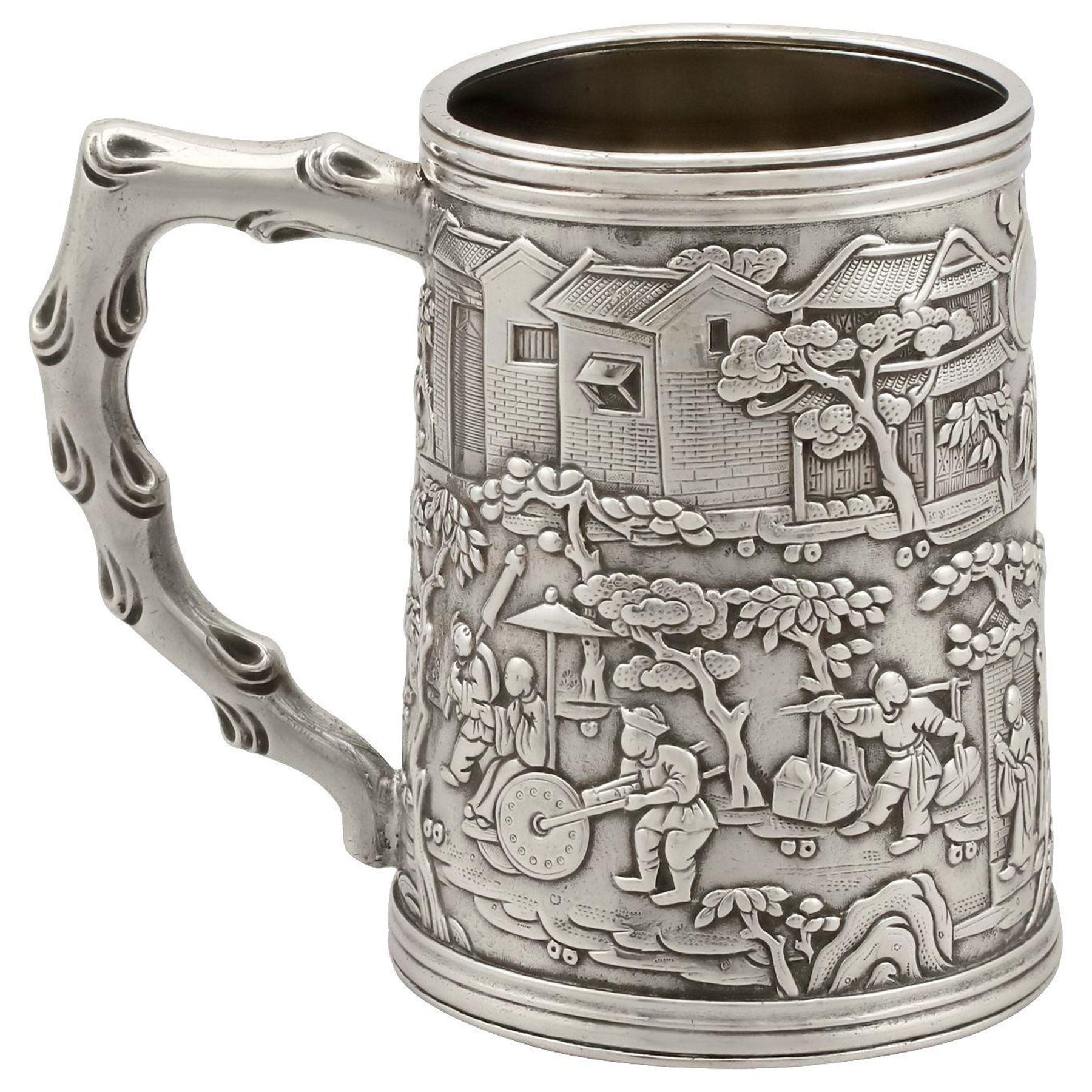 19th Century Antique Chinese Export Silver Mug