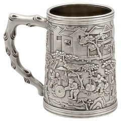 19th Century Antique Chinese Export Silver Mug