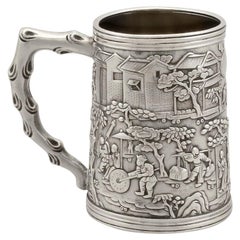 e antique tasse en argent d'exportation chinoise du 19ème siècle