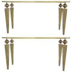 2 Large French, 1940s Style Consoles in the Style of Gilbert Poillerat 12