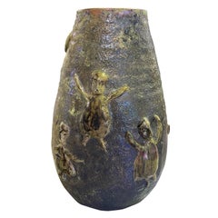 Beatrice Wood Signed Mid-Century Monumental Large Figurative Luster Glaze Vase