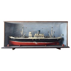 Vintage Early 20th Century Folk-art Ships Diorama Model 