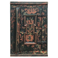 1800s Hand Painted Priest Wall Cabinet
