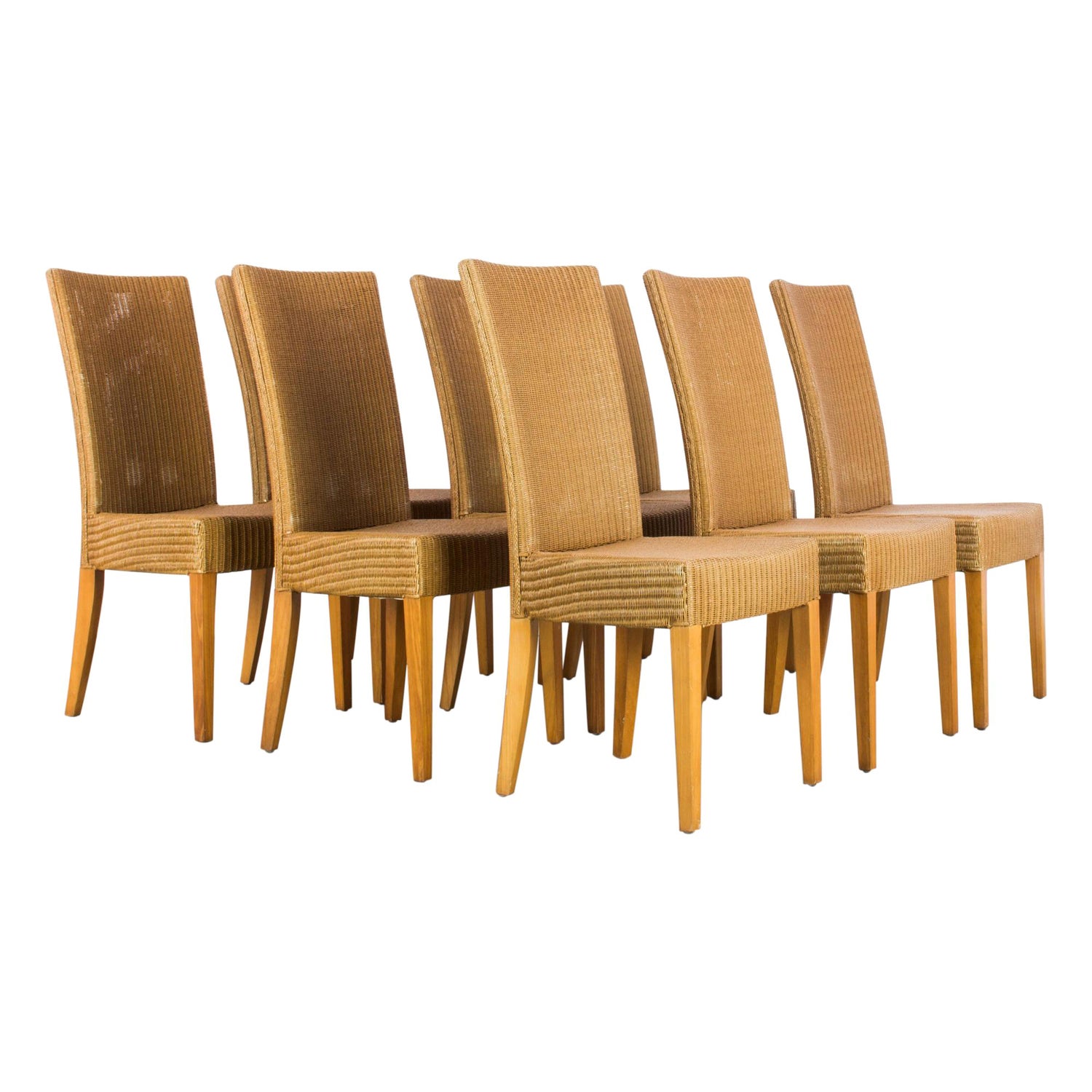 1970's Belgian Oak Dining Chairs, Set of Eight at 1stDibs