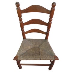 Used 18th Century Nantucket Fireside Ladder Back Side Chair, circa 1780