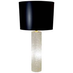 Cylindrical Glass Table Lamp with Interior Lighting