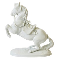 White Porcelain Equine Horse Sculpture Decorative Object from Austria