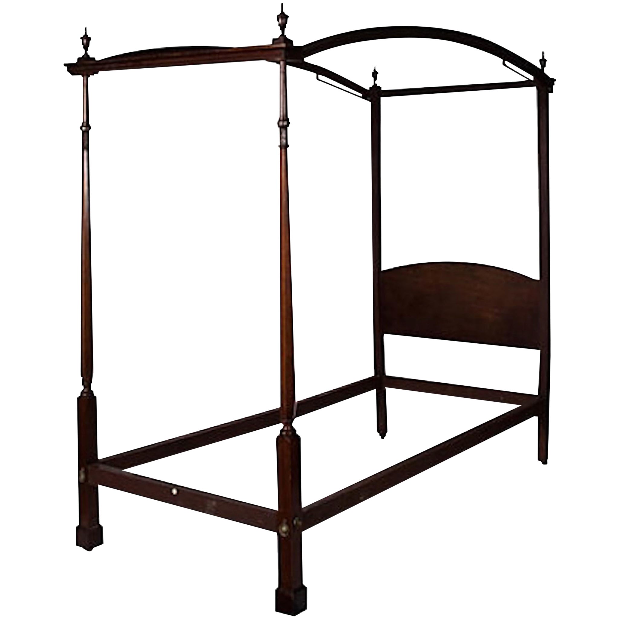Late 19th Century English Satinwood Twin Canopy Bed For Sale