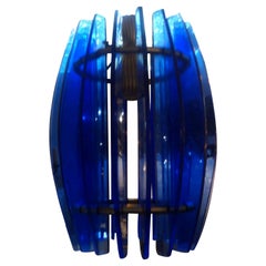 Italian Mid-Century Modern Blue Glass Chandelier or Pendant by Veca