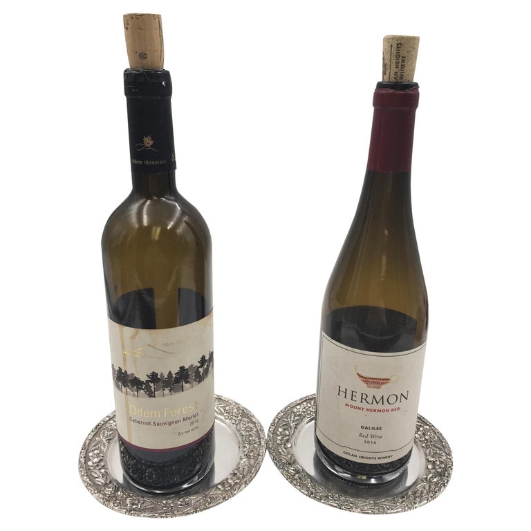 Pair of Schofield Sterling Silver Repousse Wine Coasters Baltimore Rose ...