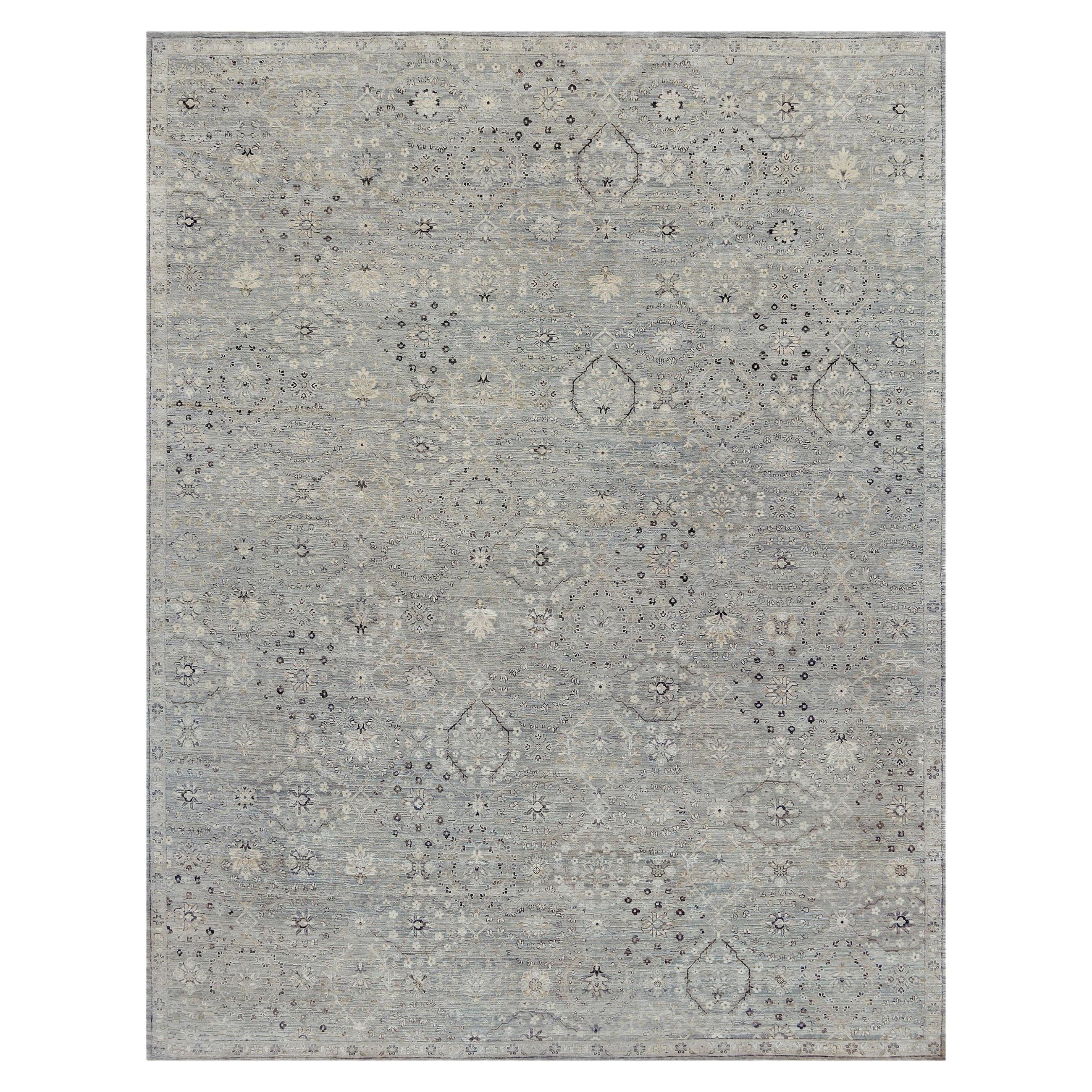 Silk and Wool Handwoven Tabriz Style Rug
