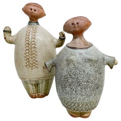 1960s Ceramic Art Pottery His Her Figures after Lisa Larson Scandia