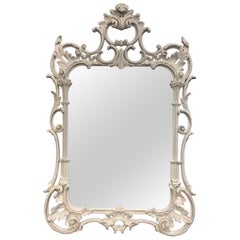 Large Hand Carved & Painted Italian Chinese Chippendale Style Mirror