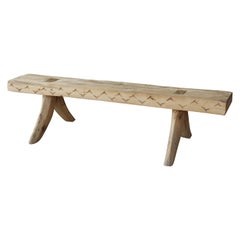 Vintage Carved Wood Bench