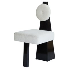 Lula Chair, Ivory Bouclé & Black Lacquered Wood Chair by Christian Siriano