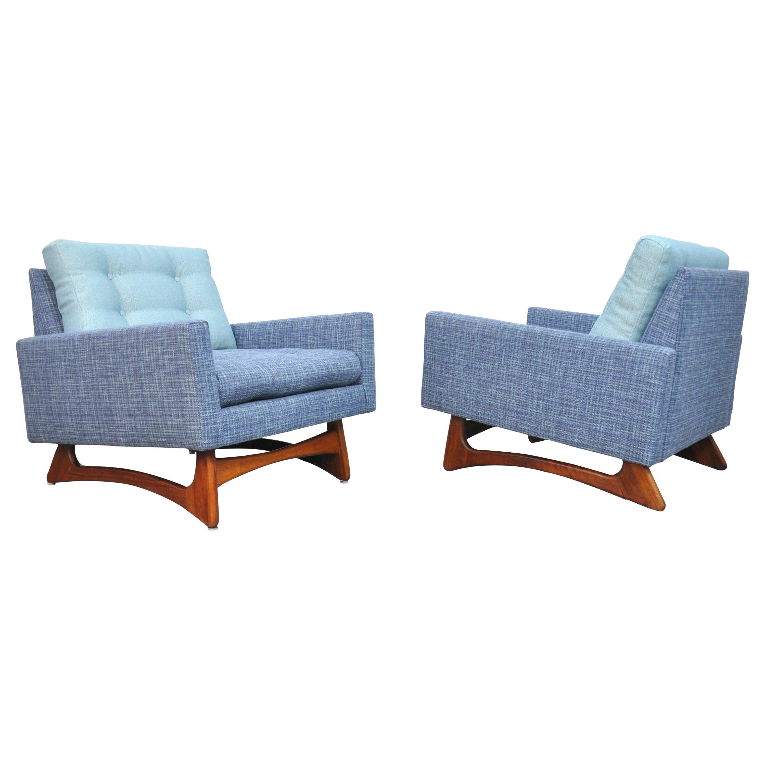 Pair Adrian Pearsall Blue Lounge Chairs, Craft Associates, Model 2406-C