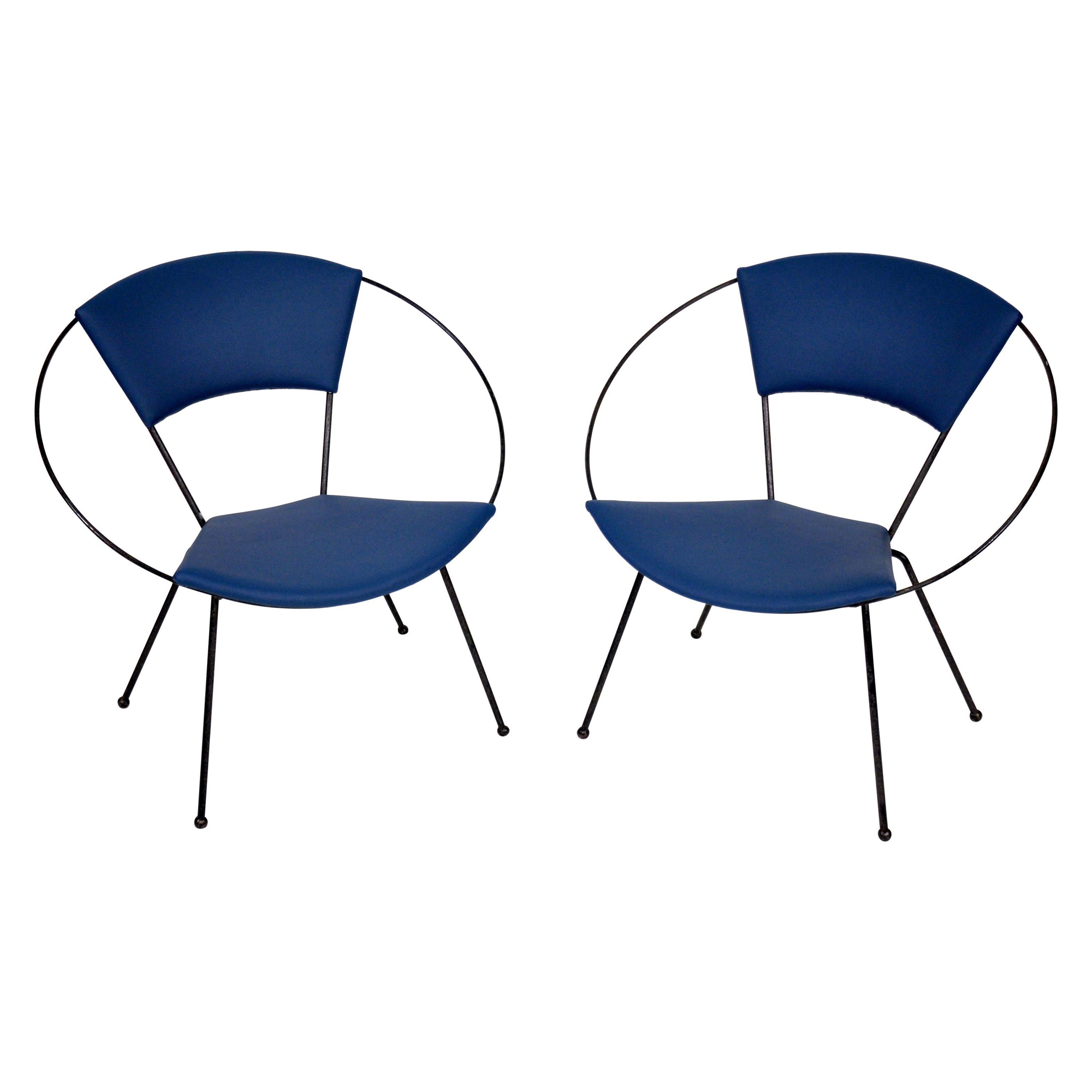 Pair of Mid-Century Black Iron Hoop Chairs by Cicchelli for Reilly-Wolff, 1950s