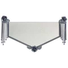 French Art Deco Silvered Iron Wall Mirror, c.1930