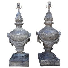 Pair of French Neoclassical Style Zinc Lamps