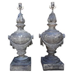 Pair of French Neoclassical Style Zinc Lamps