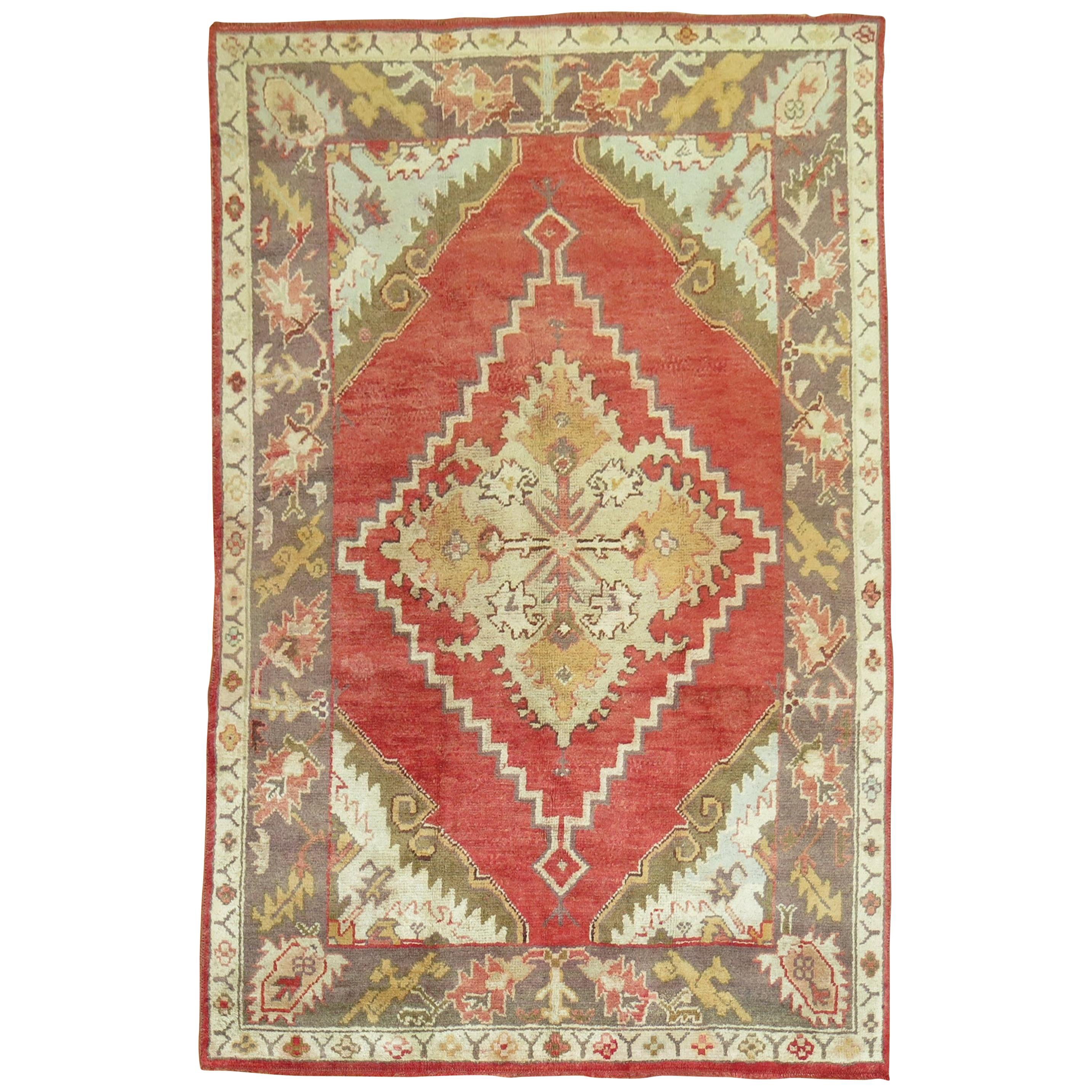 Zabihi Collection Antique Oushak Foyer Size Rug
