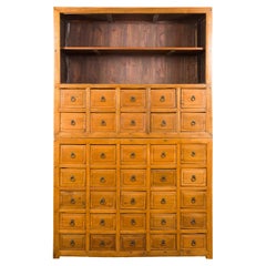 Antique Late 19th Century Nam Wood Apothecary Cabinet with Multiple Drawers