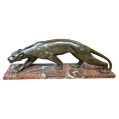 Französische Pantherstatue aus Bronze im Art-déco-Stil von Secondo