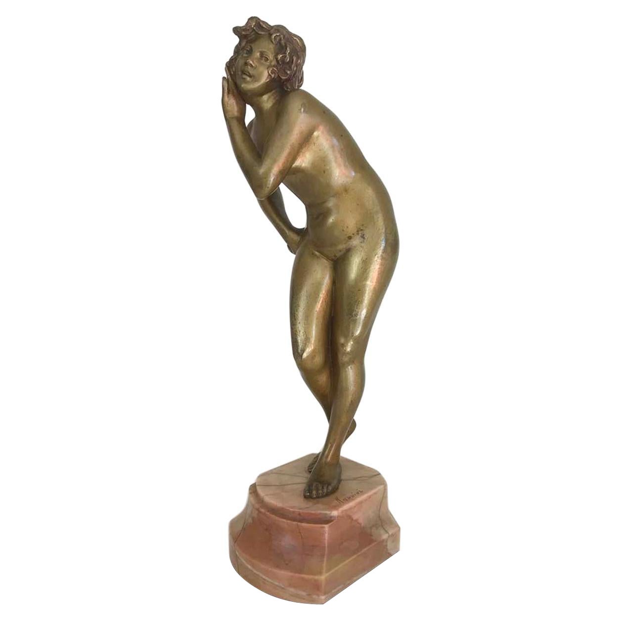 Italian Bronze Figure of a Naked Female, Raphael Nannini, circa 1880